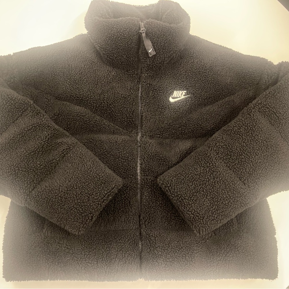 Authentic Nike Plush Faux fur full zip jacket swoosh logo NWT